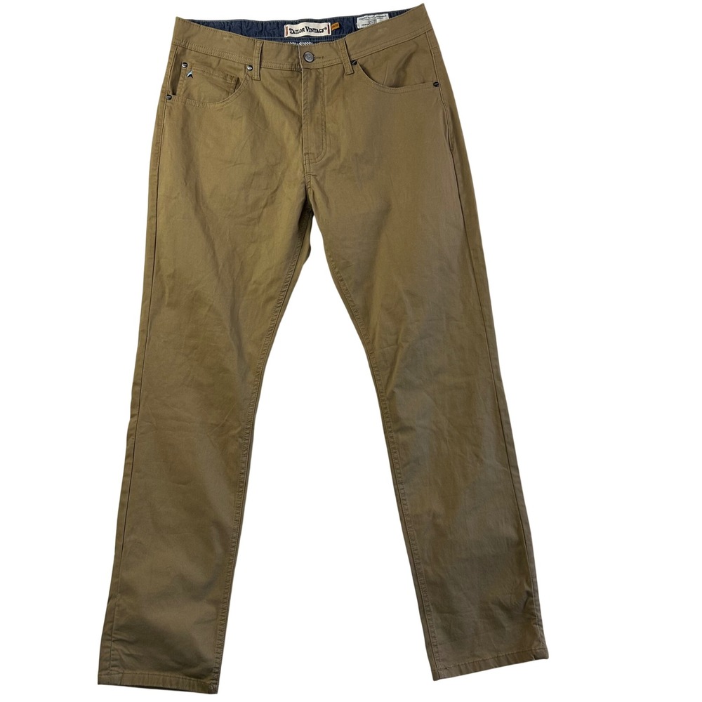 Tailor Vintage Quiet Luxury Canaan Slim Fit 36x32 Khaki Chino Pants